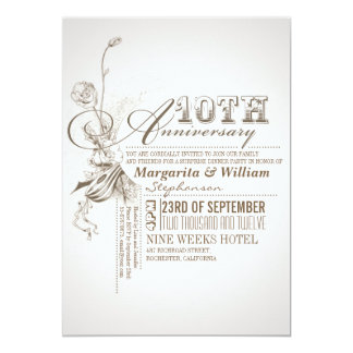 beautiful typography 10th anniversary invitations