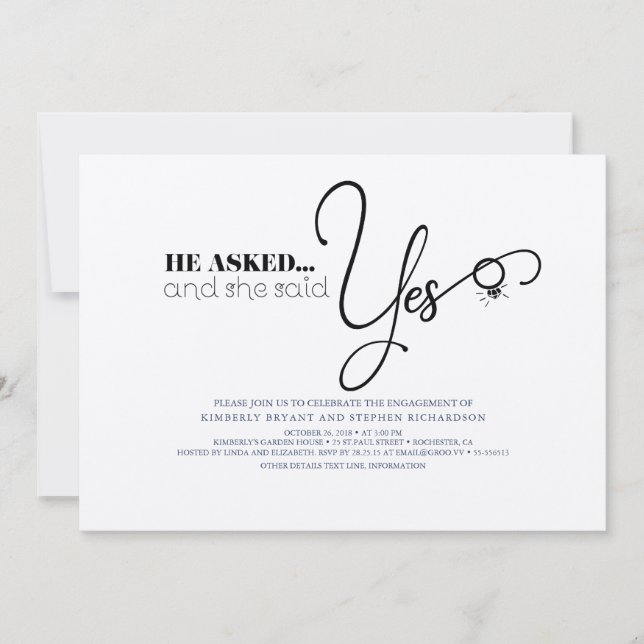 Beautiful Typography Cute Modern Engagement Party Invitation (Front)