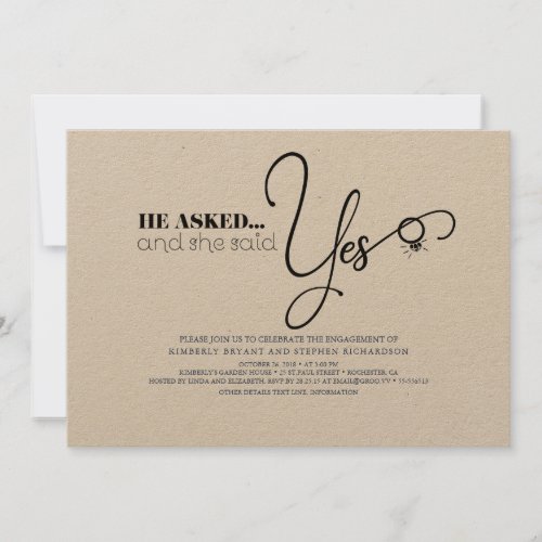 Beautiful Typography Cute Modern Engagement Party Invitation