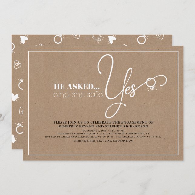Beautiful Typography Cute Modern Engagement Party Invitation (Front/Back)