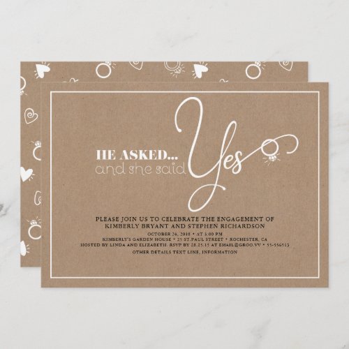 Beautiful Typography Cute Modern Engagement Party Invitation