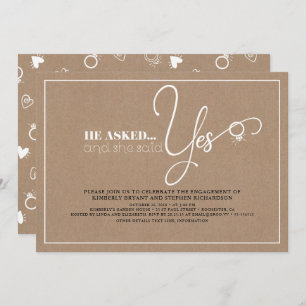 Beautiful Typography Cute Modern Engagement Party Invitation