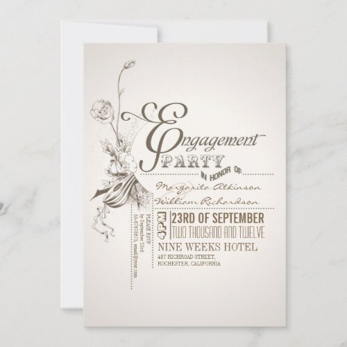 beautiful typography engagement party invitations