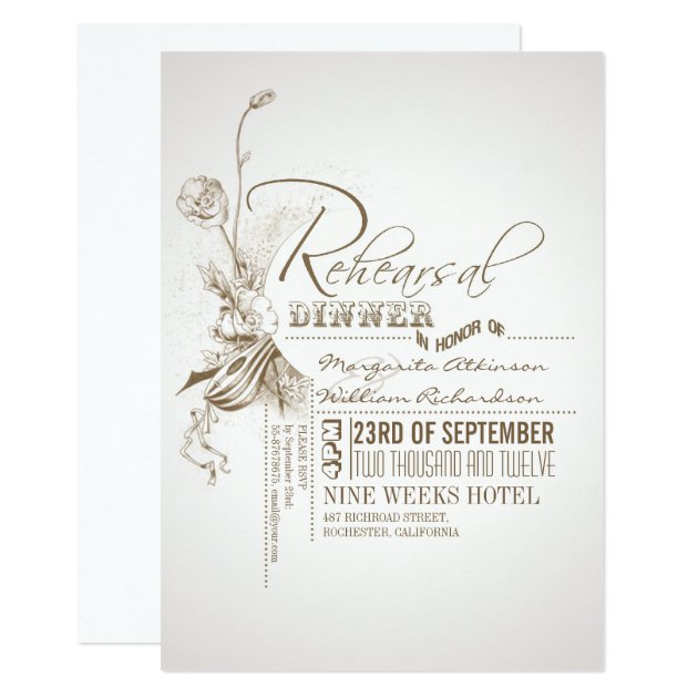 Beautiful Typography Rehearsal Dinner Invitations