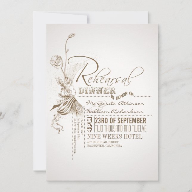beautiful typography rehearsal dinner invitations (Front)