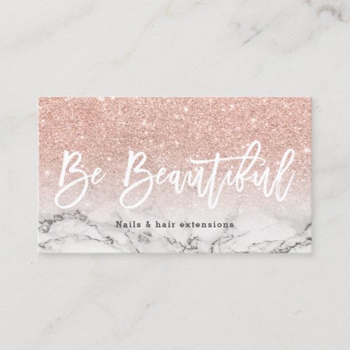 Beautiful typography rose gold glitter marble business card