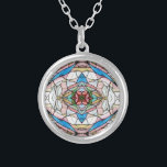 Beautiful Uncommon Artistic Stained Glass Pattern Silver Plated Necklace<br><div class="desc">Photomanipulation used to create this pretty design.</div>