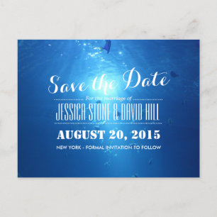 Beautiful Under Sea Blue Wedding Save the Date Announcement Postcard