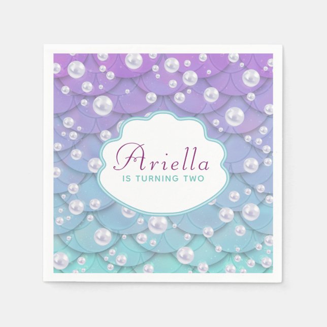 Beautiful Under the Sea Mermaid Birthday Napkins (Front)