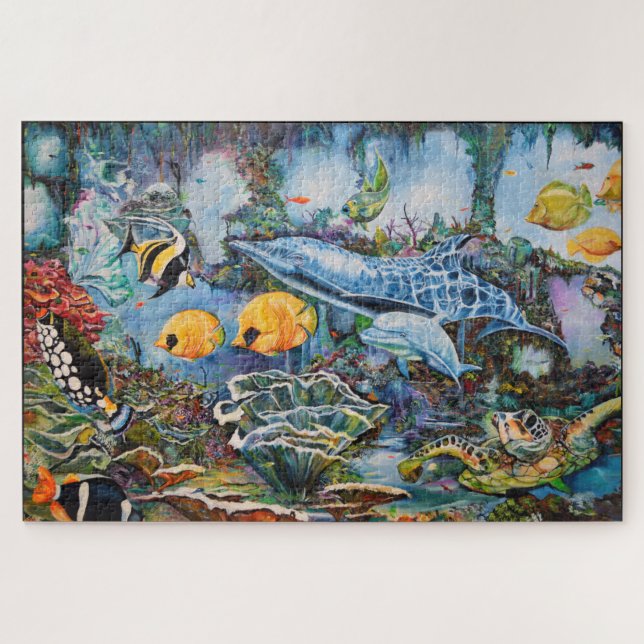 Beautiful Underwater Ocean Fish Sea Turtles Scene Jigsaw Puzzle (Horizontal)