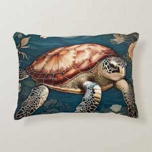 Beautiful Underwater Sea Turtle Accent Pillow