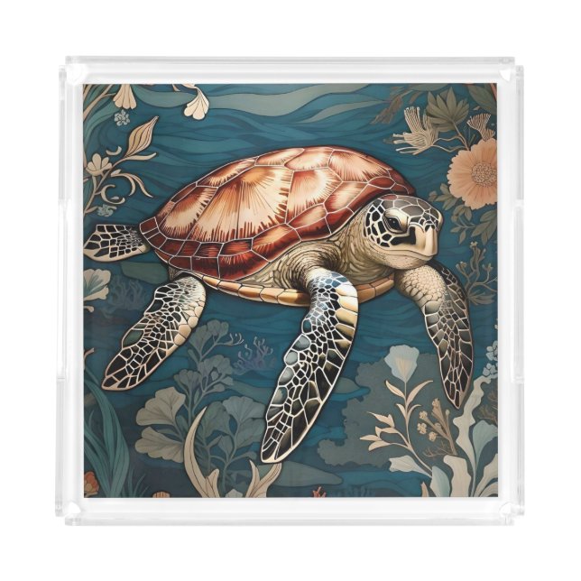 Beautiful Underwater Sea Turtle   Acrylic Tray (Front)