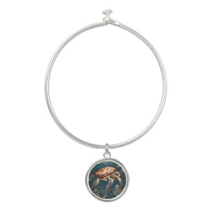 Beautiful Underwater Sea Turtle Bangle Bracelet