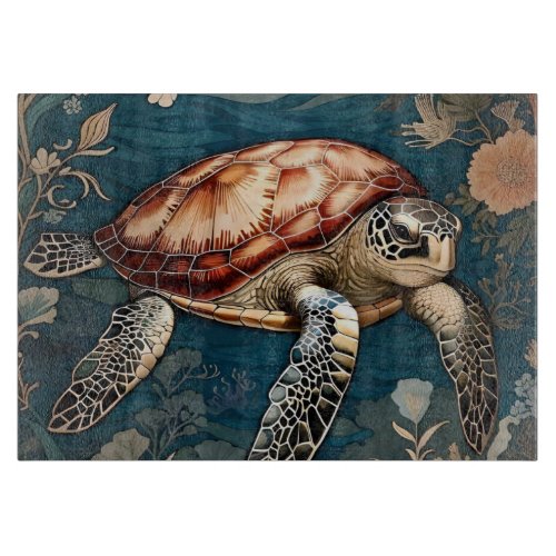 Beautiful Underwater Sea Turtle   Cutting Board