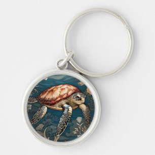 Beautiful Underwater Sea Turtle   Keychain