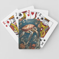 Beautiful Underwater Sea Turtle   Playing Cards