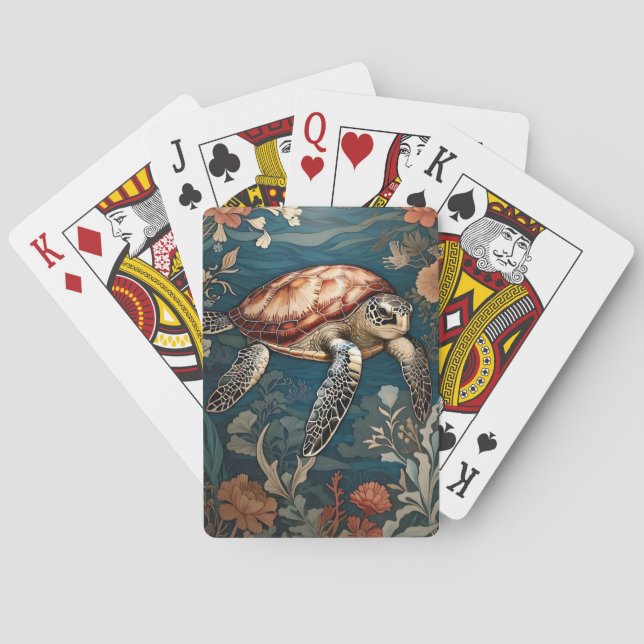 Beautiful Underwater Sea Turtle   Poker Cards (Back)
