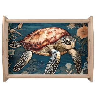 Beautiful Underwater Sea Turtle   Serving Tray
