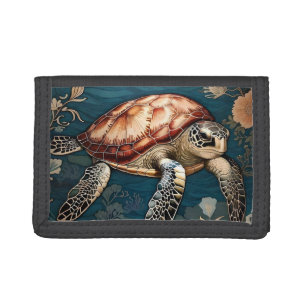 Beautiful Underwater Sea Turtle Tri-fold Wallet