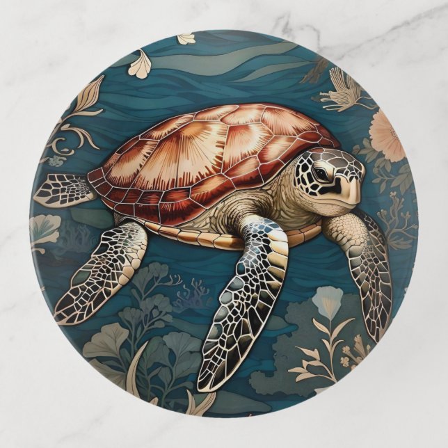 Beautiful Underwater Sea Turtle   Trinket Tray (Front)