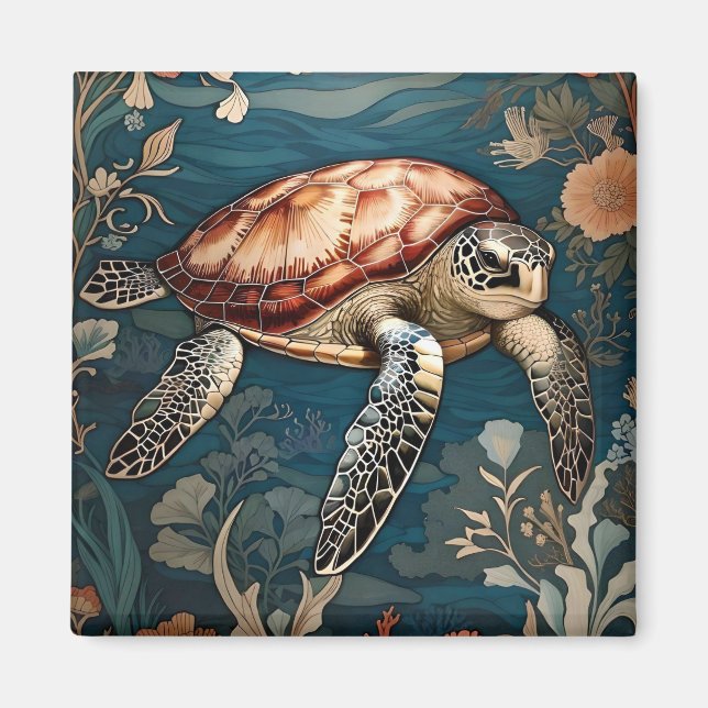 Beautiful  Underwater Swimming Sea Turtle   Magnet (Front)