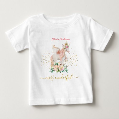 Beautiful Unicorn 1st Birthday Baby T_Shirt