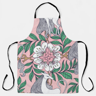 Beautiful unicorn and circular floral ornament sea apron
