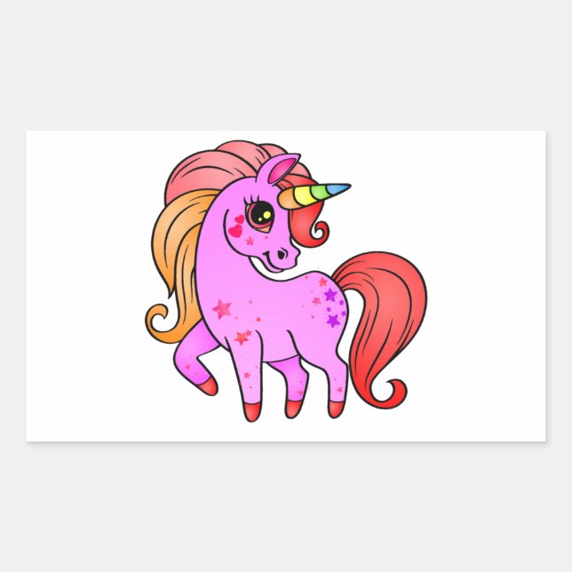 Beautiful unicorn drawing for rectangular sticker (Front)