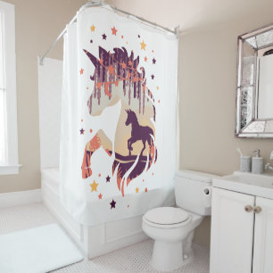 Beautiful Unicorn Elegant Stars Fantasy Shower Curtain