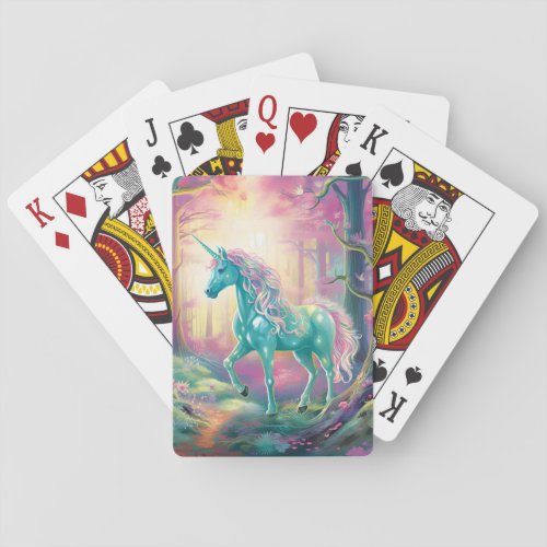 Beautiful Unicorn Enchanted Forest Playing Cards
