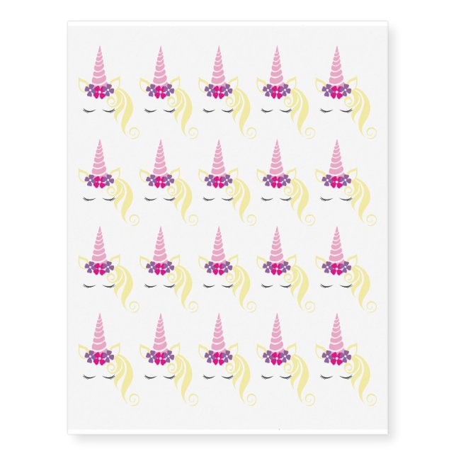 Beautiful Unicorn Face Design Temporary Tattoos (Front)