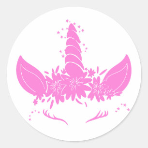 Beautiful unicorn head - Choose background color Classic Round Sticker