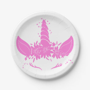 Beautiful unicorn head - Choose background color Paper Plates