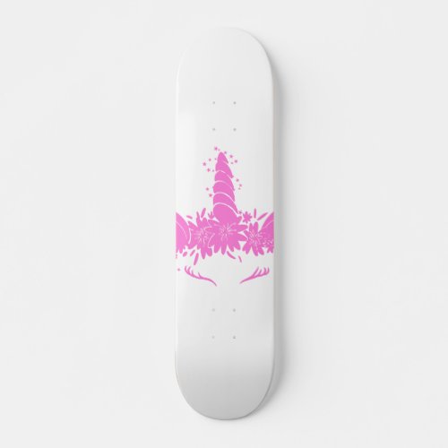 Beautiful unicorn head _ Choose background color Skateboard