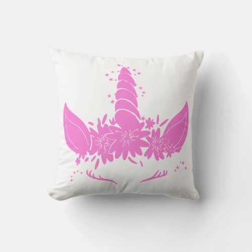 Beautiful unicorn head _ Choose background color Throw Pillow