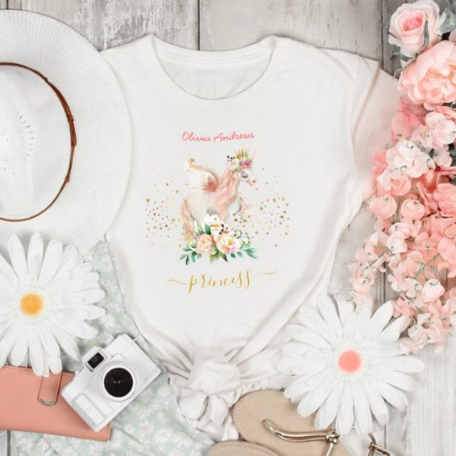 Beautiful Unicorn Princess Girl _  T_Shirt