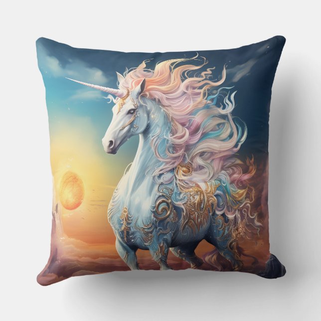 Beautiful Unicorn Throw Pillow (Back)
