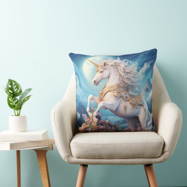 Beautiful Unicorn Throw Pillow (Chair)