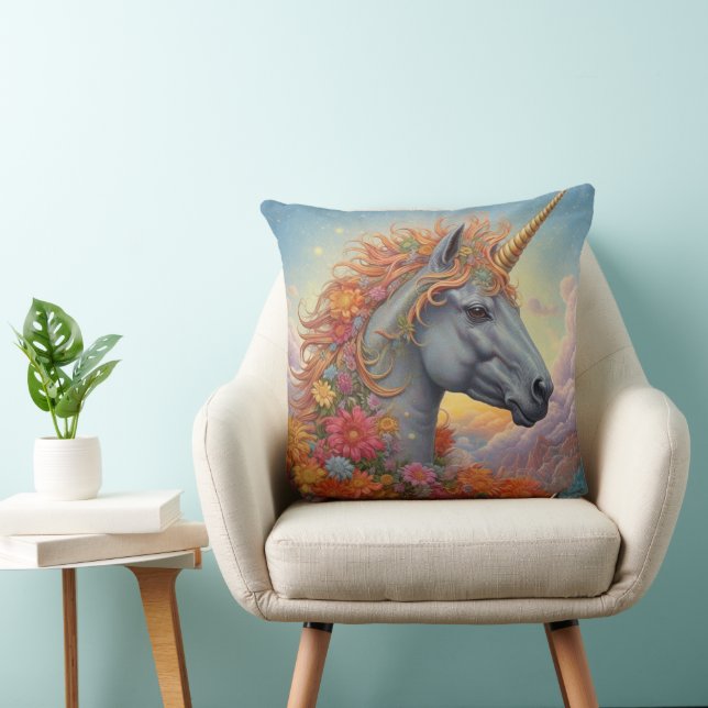 Beautiful Unicorn Throw Pillow (Chair)