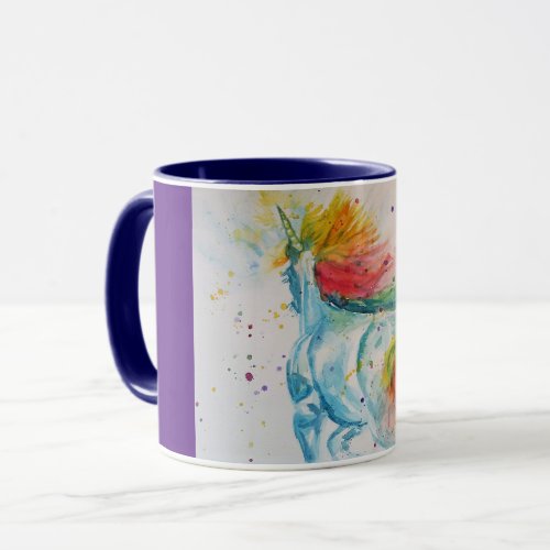 Beautiful Unicorn Watercolor art Girls Ladies Mug