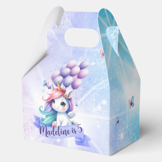 Beautiful Unicorn with Balloons Favor Box (Front)