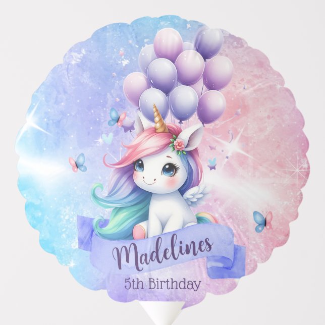 Beautiful Unicorn with Balloons Medium Balloon (Front)