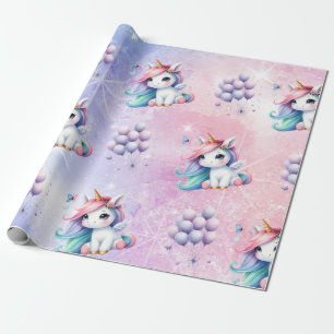 Beautiful Unicorn with Balloons Wrapping Paper
