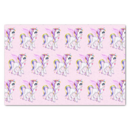 Beautiful Unicorn with Rainbow Mane Patterned Tissue Paper