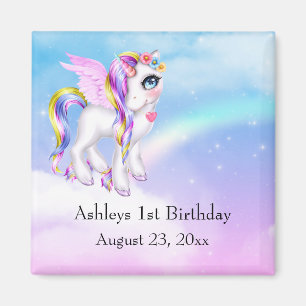 Beautiful Unicorn with Rainbow Mane Save the Date Magnet