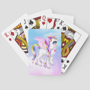 Beautiful Unicorn with Rainbow Mane & Tail Poker Cards