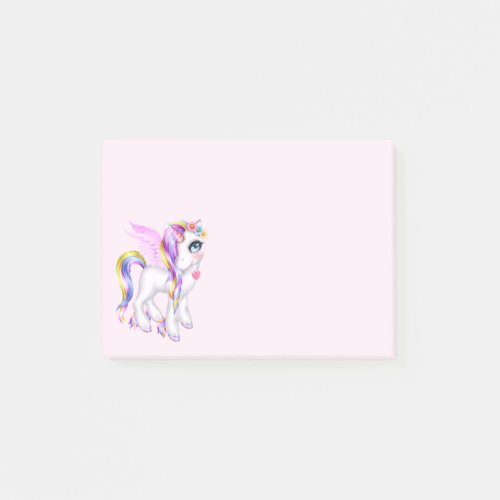 Beautiful Unicorn with Rainbow Mane  Tail Post_it Notes