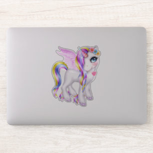Beautiful Unicorn with Rainbow Mane & Tail Sticker