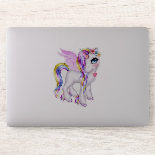 Beautiful Unicorn with Rainbow Mane  Tail Sticker