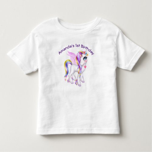 Beautiful Unicorn with Rainbow Mane  Tail Toddler T_shirt